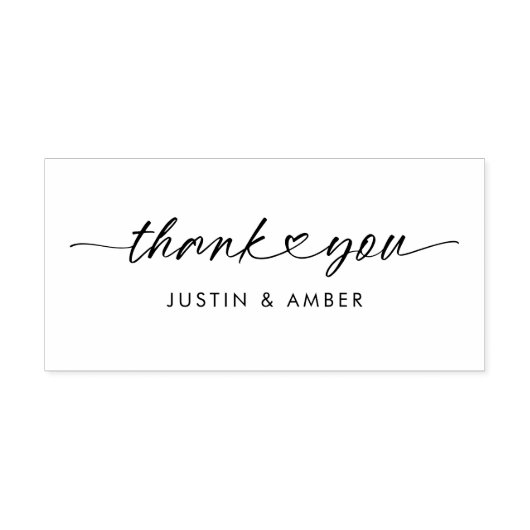 Chic Thank You Custom Names Script Heart Rubberstempel (Afrduk)