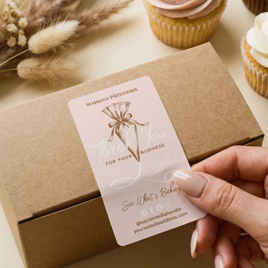 Chic Thank You Pastry Piping Bag Bakery Order Box Etiket