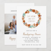 Chic Thanksgiving Dinner Herfst Wreatay Holiday Fo Kaart (Voorkant / Achterkant)