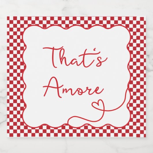 Chic 'That's Amore' Italiaans-thema  Sparkling Wijnetiket (Enkel label)