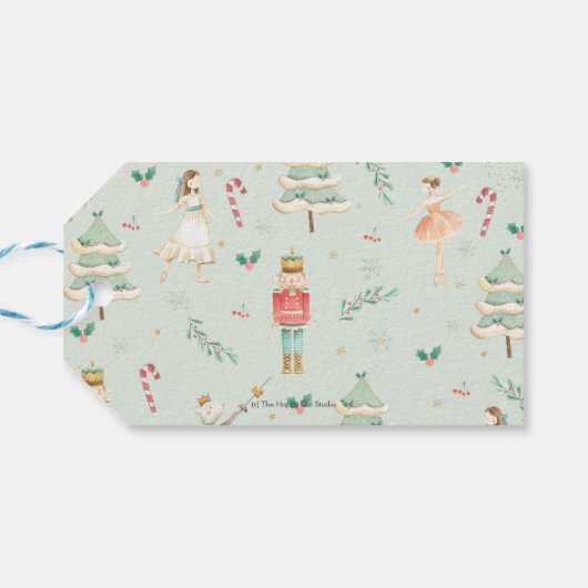 Chic The Nutcracker Ballet Merry KerstGold Cadeaulabel (Achterkant Horizontaal)