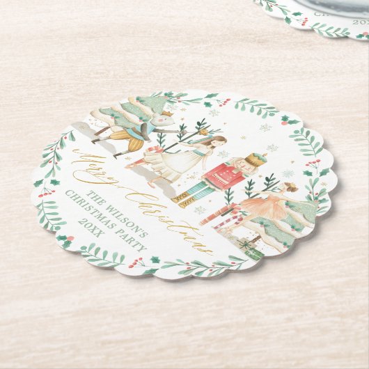 Chic The Nutcracker Ballet Merry Kerstparty Kartonnen Onderzetters (Gekanteld)