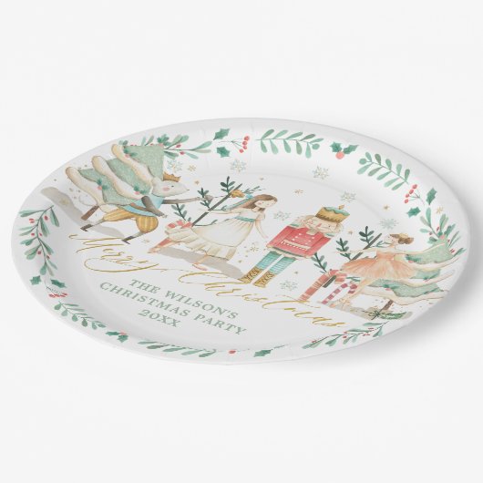 Chic The Nutcracker Ballet Merry Kerstparty Papieren Bordje (Gekanteld)