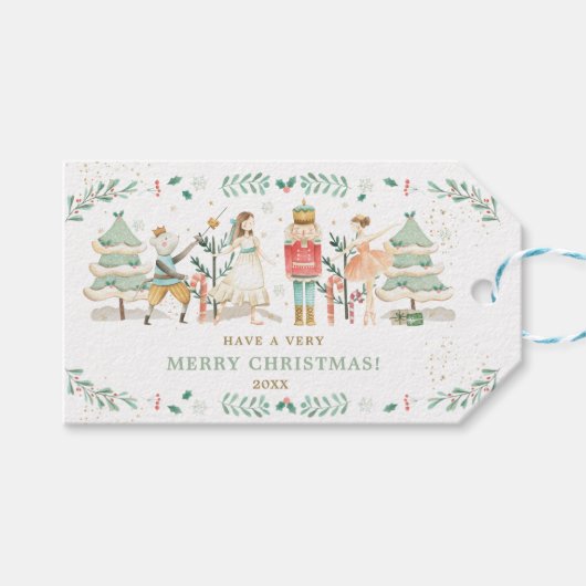 Chic the Nutcracker Ballet met kerstfeest Cadeaulabel (Voorkant (Horizontaal))