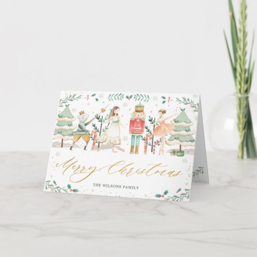 Chic The Nutcracker Ballet Zalig Kerstfeest Kaart (Voorkant)