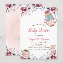 Chic Theepot Theekop Bloem Thee Feestje Baby Showe Kaart