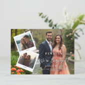 Chic Then & Now Timeline Romantic Couple 4-Photo Save The Date (Staand voorkant)