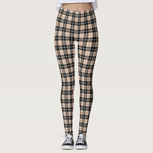 Chic Thompson Camel Tartan Pattern Leggings (Voorkant)