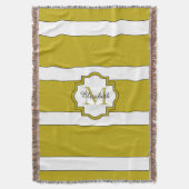 CHIC THROW_191 GOLD/WITTE STRIPES DEKEN (Voorkant Verticaal)
