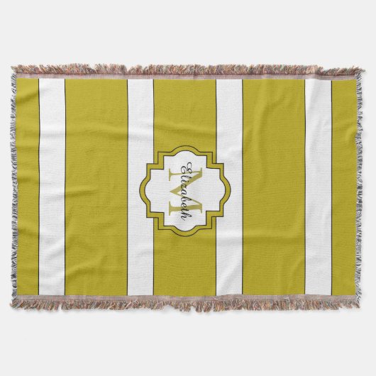 CHIC THROW_191 GOLD/WITTE STRIPES DEKEN (Voorkant)