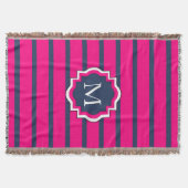 CHIC THROW_435 NAVY/HOT PINK STRIPES #2 DEKEN (Voorkant)