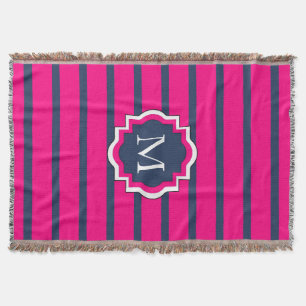 CHIC THROW_435 NAVY/HOT PINK STRIPES #2 DEKEN