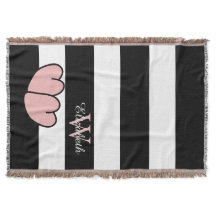 CHIC THROW_PINK HEARTS/BLACK/WITTE STRIPES
