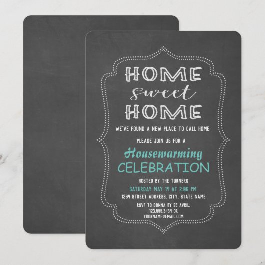 Chic Thuis Zoete Thuis Krijtbord Huisverwarmingsfe Kaart (Voorkant / Achterkant)