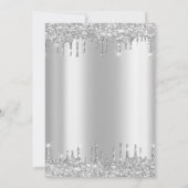 Chic Tiara, Silver Glitter Drups Quinceañera Kaart (Achterkant)