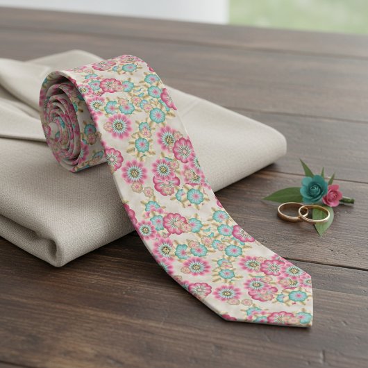 Chic Tie With Artistic Cherry Blossom Floral Art Stropdas