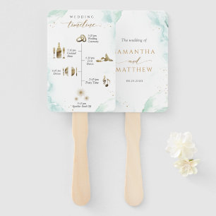 Chic, tijdlijn en welkome Waterverf Blauw groen Handwaaier