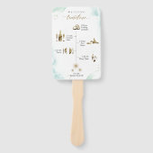 Chic, tijdlijn en welkome Waterverf Blauw groen Handwaaier (Voorkant)