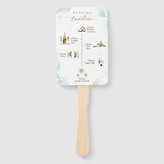 Chic, tijdlijn en welkome Waterverf Blauw groen Handwaaier (Voorkant)