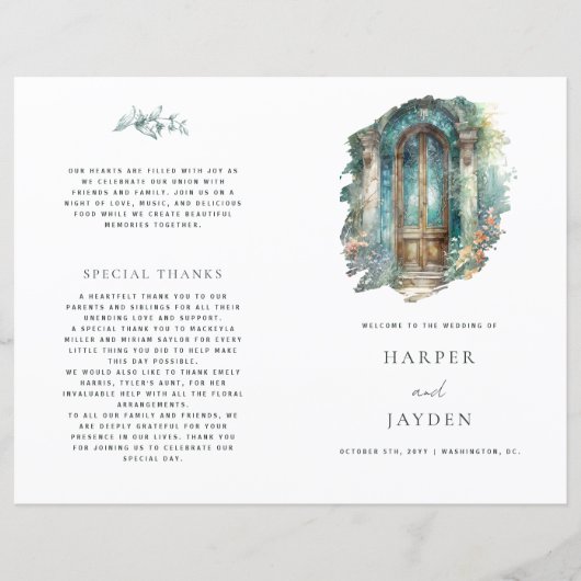 Chic tijdloos groen, blauw, Blauwgroen huwelijkspr (Voorkant)