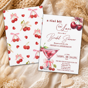 Chic Tini Bit in Love Cherry Martini Bruiloftsfees Kaart