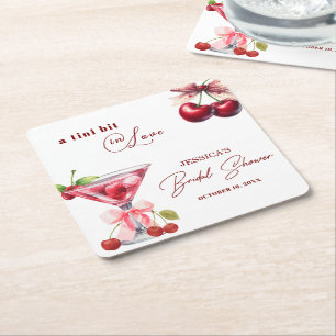 Chic Tini Bit in Love Cherry Martini Bruiloftsfees Kartonnen Onderzetters