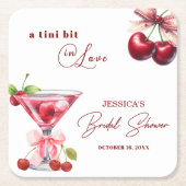 Chic Tini Bit in Love Cherry Martini Bruiloftsfees Kartonnen Onderzetters (Voorkant)