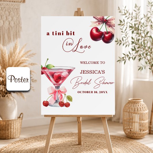 Chic Tini Bit in Love Cherry Martini Bruiloftsfees Poster