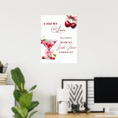 Chic Tini Bit in Love Cherry Martini Bruiloftsfees Poster (Thuiskantoor)