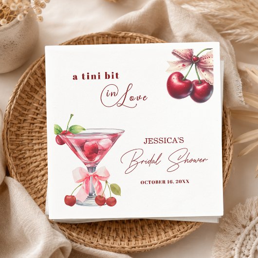 Chic Tini Bit in Love Cherry Martini Bruiloftsfees Servet