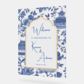 Chic-tique Chinoiserie Acryl Welkom Teken Blauw Acryl Bord (Hoek)