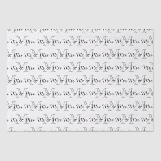 CHIC TISSUE PAPER_"Mr & Mrs." TEKST OVER MONOGRAM Tissuepapier (Voorkant)