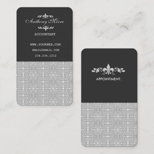 Chic to Impress Pattern Modern  Damask Afsprakenkaartje (Voorkant / Achterkant)