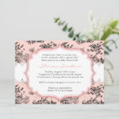 CHIC TOILE Baby shower Invitation - Roze Kaart (Staand voorkant)