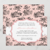 CHIC TOILE Baby shower Invitation - Roze Kaart (Voorkant / Achterkant)