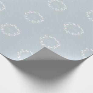 Chic Traditional Dusty Blue Kerstmis Holly Wreater Cadeaupapier