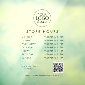 Chic Transparent Business Logo QR Code Store Uren Raamsticker (Vel 3)