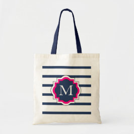 CHIC TRAVEL/BAG_PREPPY 435 NAVY/WITTE STRIPES TOTE BAG