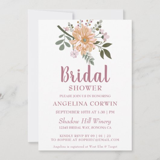 Chic Tree Blossom Bridal Shower Uitnodiging (Voorkant)