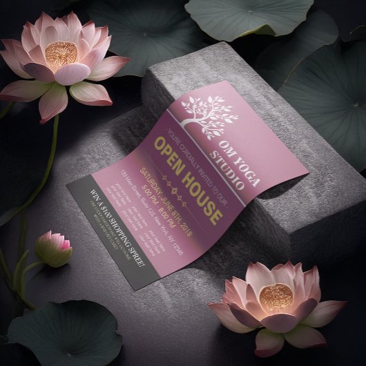 Chic Tree Yoga Instructor Therapy Salon Open House Flyer