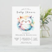 Chic Trees Owl Baby shower Kaart (Staand voorkant)