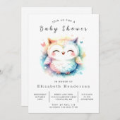 Chic Trees Owl Baby shower Kaart (Voorkant / Achterkant)