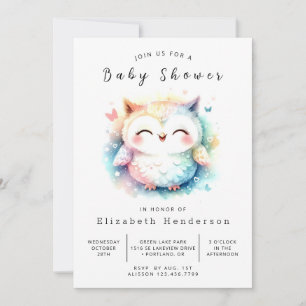 Chic Trees Owl Baby shower Kaart