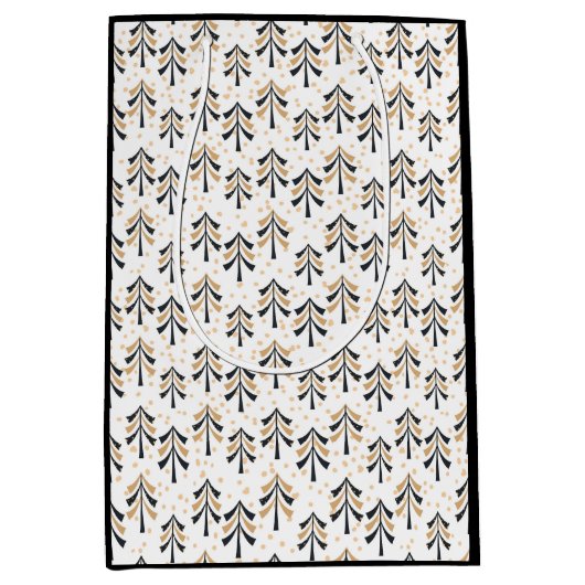 Chic Trendy Black Gold kerstbomen Holiday Medium Cadeauzakje (Voorkant)