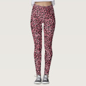 Chic Trendy Black roze luipaard afdrukken Leggings (Voorkant)
