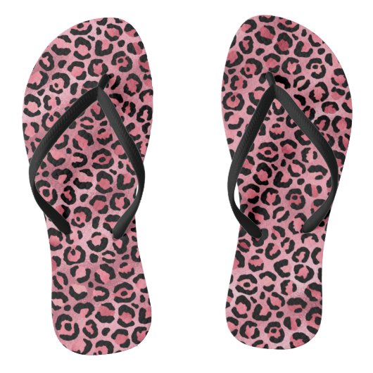 Chic Trendy Black roze luipaard afdrukken Teenslippers (Voetbed)