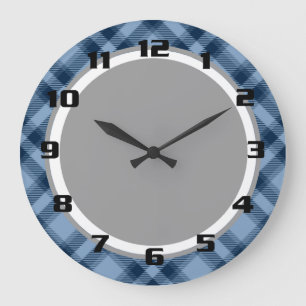 Chic & Trendy Blau Schots Geruit Patroon Grote Klok