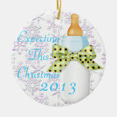 Chic Trendy Blue verwacht deze kerstversiering Keramisch Ornament (Voorkant)