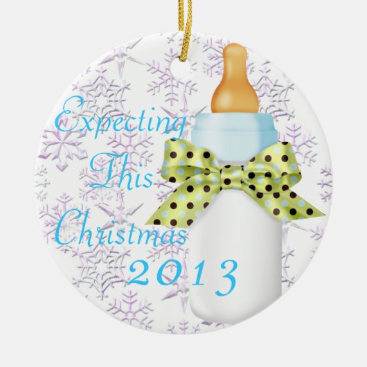 Chic Trendy Blue verwacht deze kerstversiering Keramisch Ornament (Voorkant)