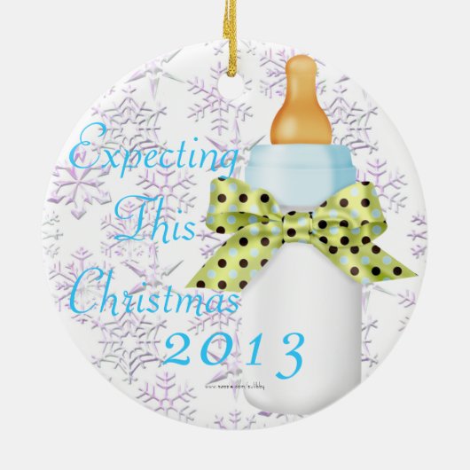 Chic Trendy Blue verwacht deze kerstversiering Keramisch Ornament (Achterkant)